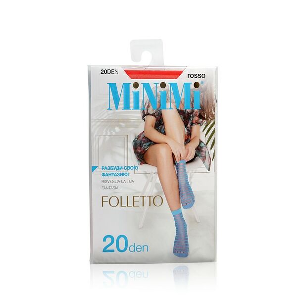 Женские капроновые носки в полоску Minimi Folletto 20den Rosso