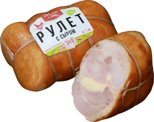 

Рулет копчено-вареный ВЕРБИЦКИЕ Эко-ферма с сыром, 500г