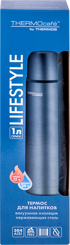 Термос для напитков THERMOCAFE BY THERMOS Lifestyle-1000 1л, нержавеющая сталь, Арт. 563002