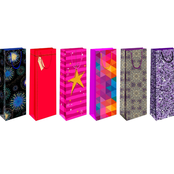 Сумка Арт Дизайн подарочная для бутылки в ассортименте, 1 шт