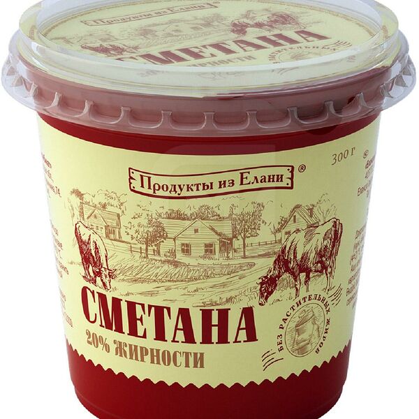 Сметана Продукты из Елани, 20% 300 г