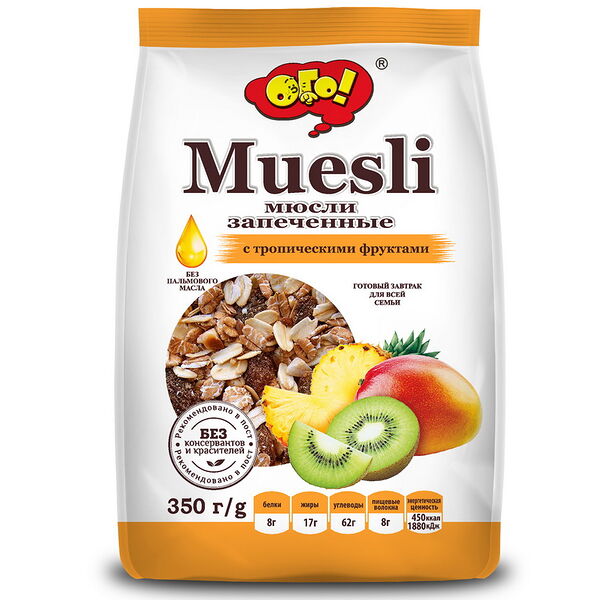 ОГО! Мюсли запеченные с тропическими фруктами 350 г