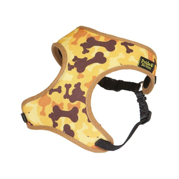 Шлейка для собак PRIDE Fashion Камуфляж Косточки, песочная X-Small