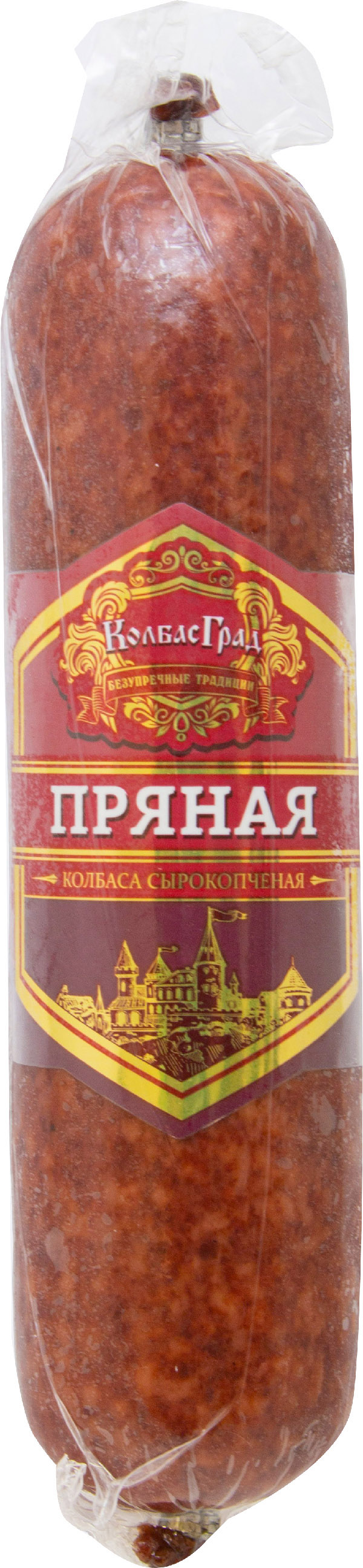 

Колбаса КолбасГранд Пряная сырокопченая 235 г