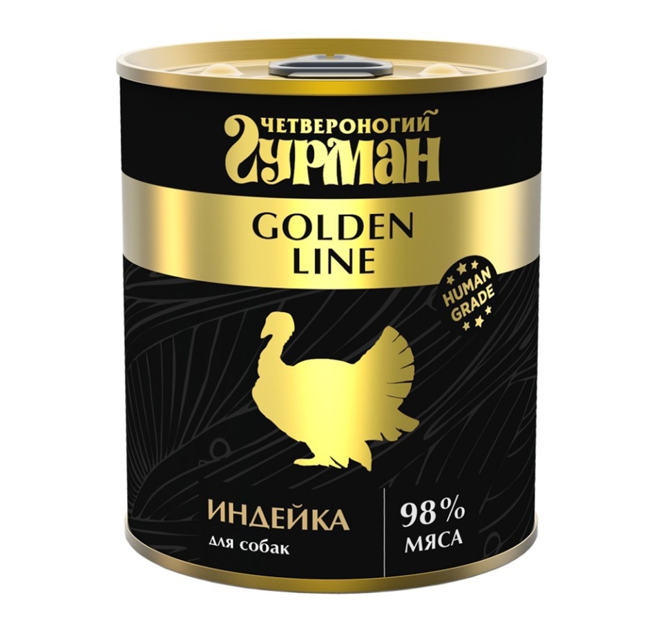 

Консервы для собак Четвероногий гурман Golden line Индейка натуральная в желе 340 г