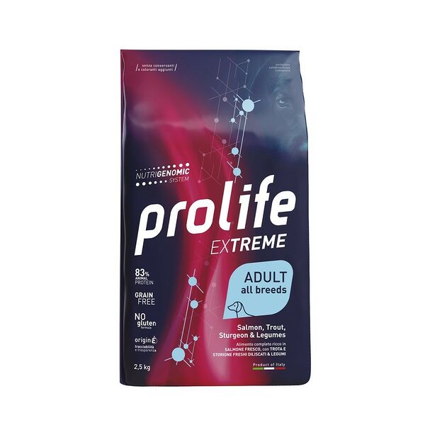 Корм для собак PROLIFE лосось, форель, осетр, чечевица, нут сух. 10кг