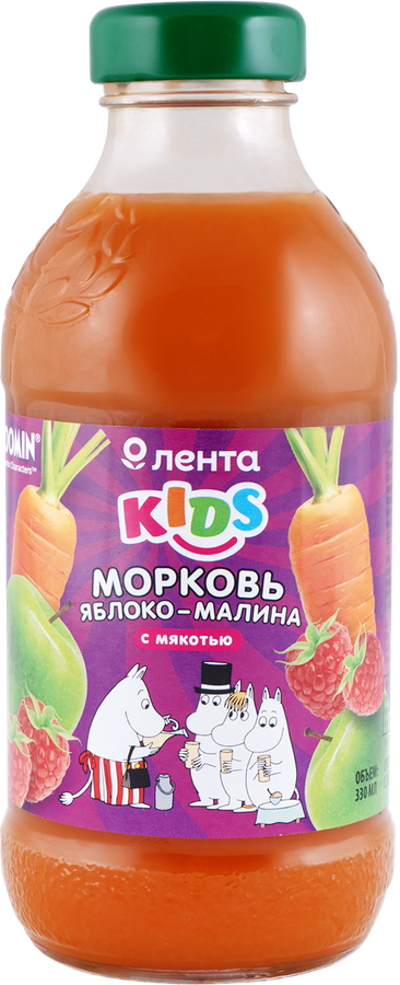 

Нектар Лента Kids Морковь, яблоко, малина с мякотью, 0.33 л