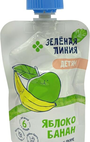 Пюре Зеленая Линия Яблоко банан гомогенизированное с 6 месяцев 90г