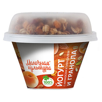 Йогурт Молочная Культура с абрикосом миндалем и гранолой с изюмом 2.7-3.5%, 190г