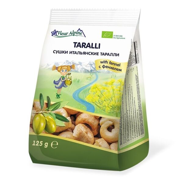 Сушки «Таралли с фенхелем», Fleur Alpine БИО, 125 г, Италия