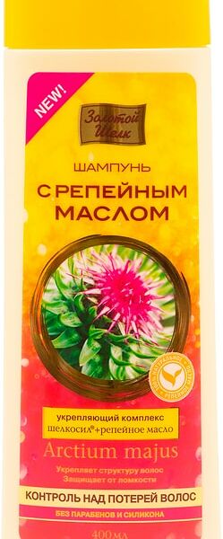 Шампунь для волос Золотой Шелк контроль над потерей волос с репейным маслом 400мл