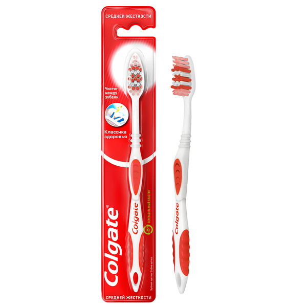 Зубная щетка Colgate Классика здоровья средней жесткости, цвет в ассортименте, 1 шт