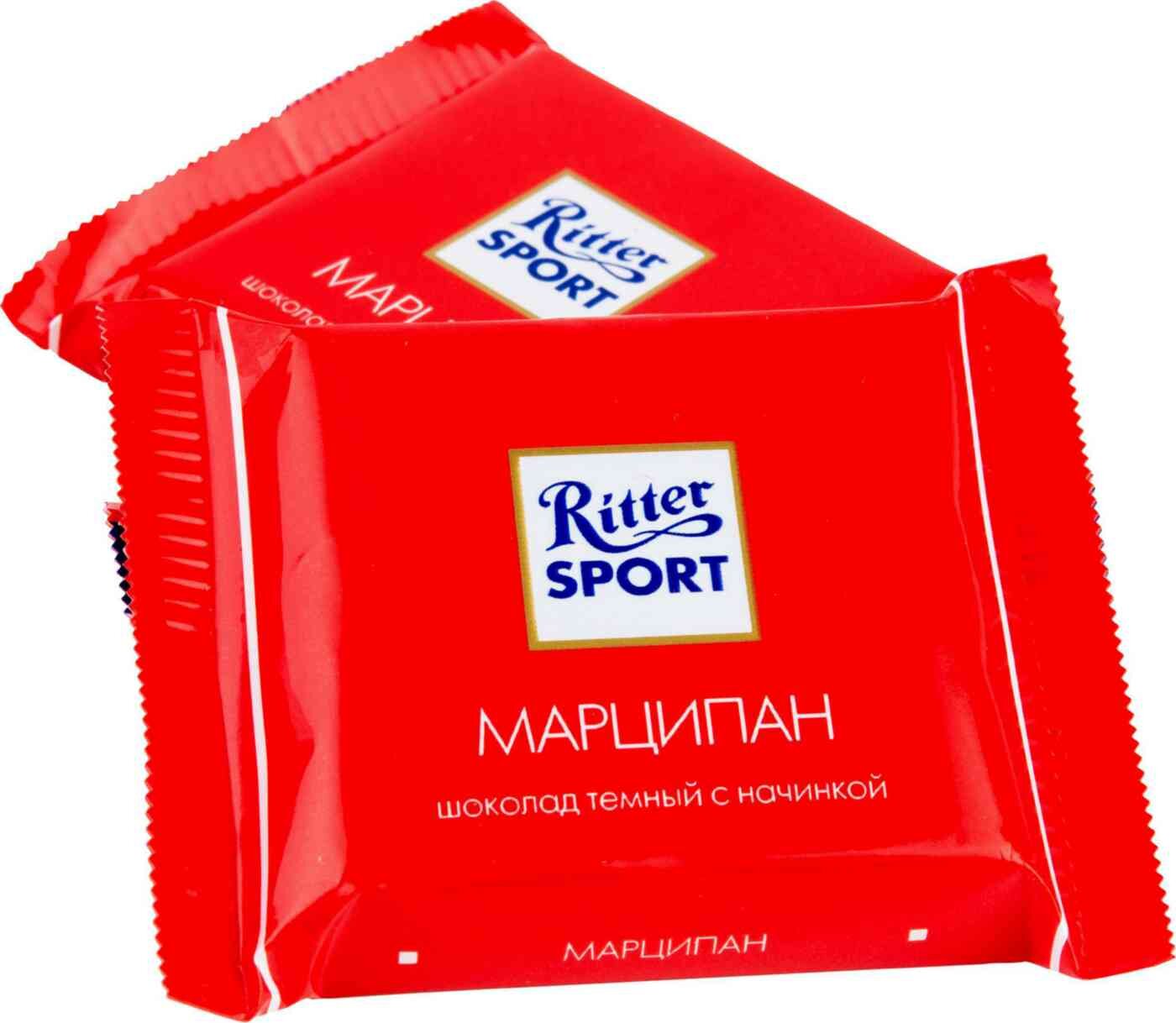 

Шоколад тёмный Ritter Sport с начинкой Марципан, вес