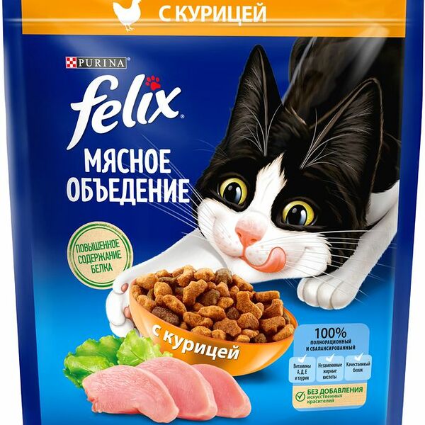 Корм для кошек сухой Felix Мясное объедение с курицей