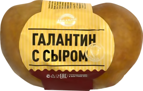 

Галантин копчено-вареный Крестьянское хозяйство Волкова А.П. куриный с сыром 300 г