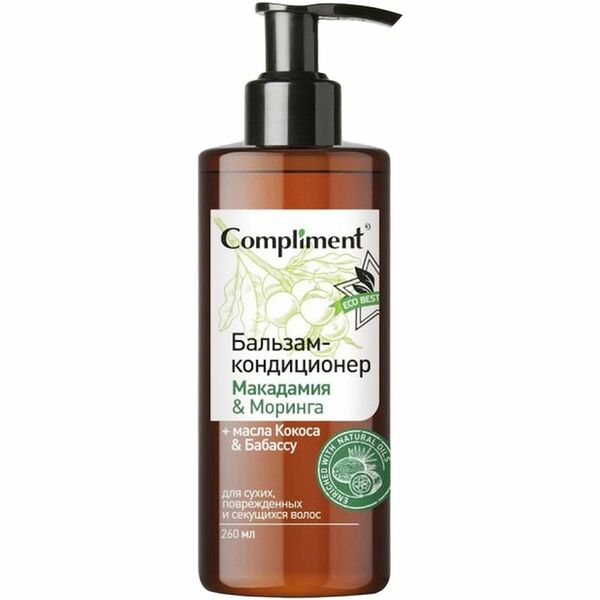 Бальзам-кондиционер Compliment eco best макадамия и моринга для сухих поврежденных волос, 260мл