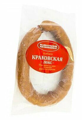 Колбаса полукопченая Великолукский мясокомбинат краковская люкс