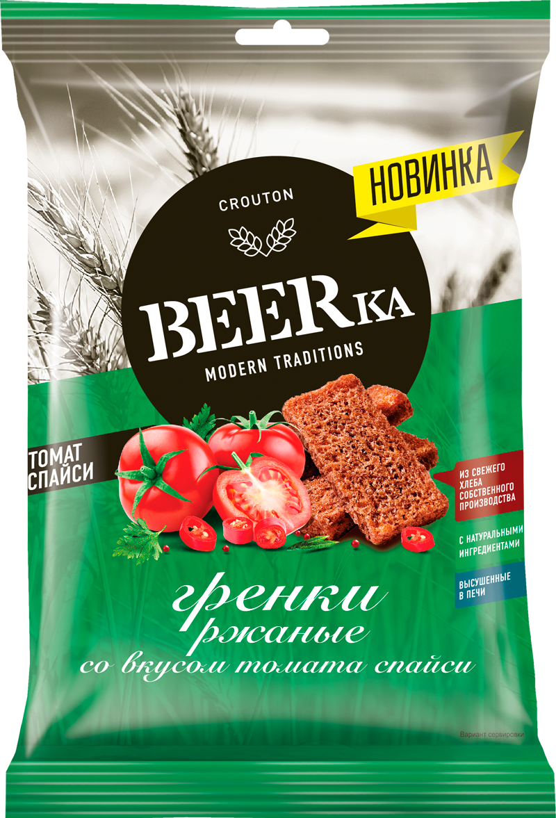 

Гренки BEERka ржаные Томат спайси 60 г