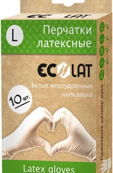 Перчатки EcoLat латексные белые размер L 10шт
