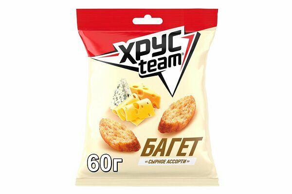 Сухарики багет ХрусTeam Сырное ассорти
