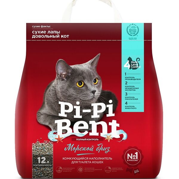 Pi-Pi-Bent Морской бриз наполнитель минеральный комкующийся 5 кг.