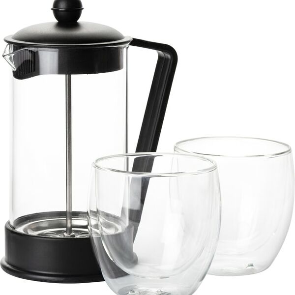 Набор для горячих напитков Attribute tea Уютный вечер Френч-пресс + Термобокал 2шт