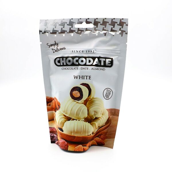 Финики с миндалем в белом шоколаде ОАЭ вес 100г
