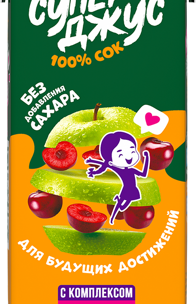 Сок ДОБРЫЙ Active kid Супер Джус Яблоко, вишня, 0.2л