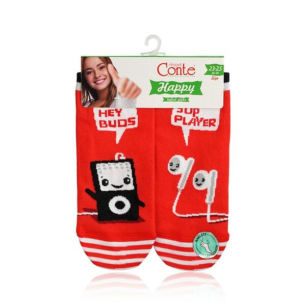 Женские носки Conte Happy 19С-114СП трикотажные , р.23-25 , Красный