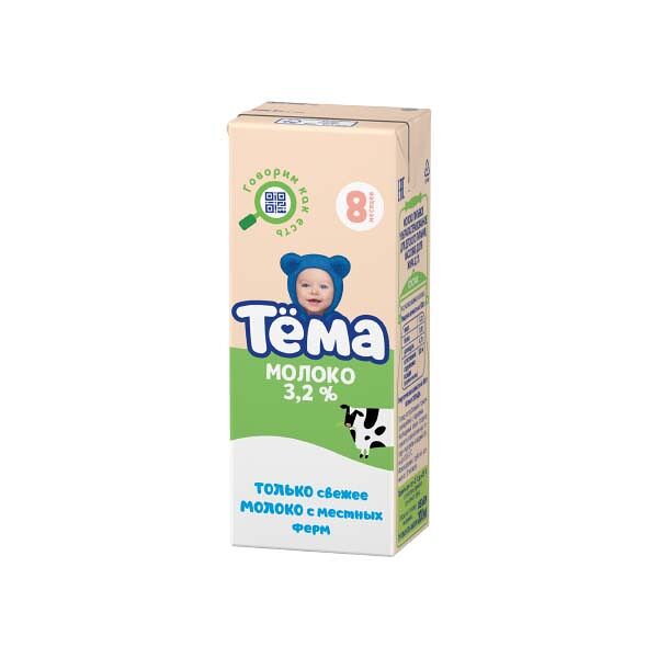 Детское питание Молоко Тема 3.2% 200гр Ультрапастеризован с 8мес тба