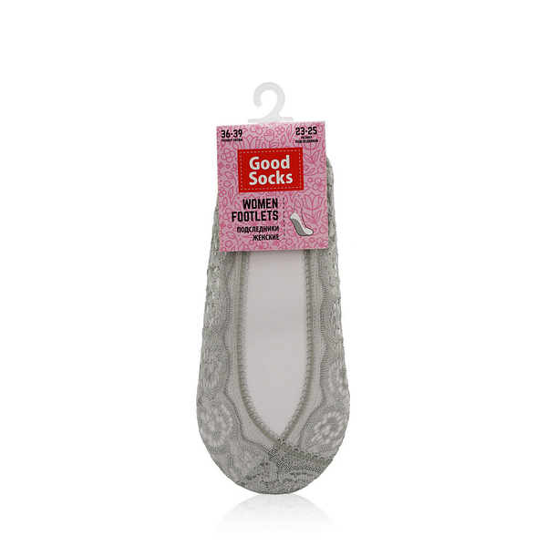 Подследники Good Socks трикотажные , с кружевом , SS19/21-2 , серые