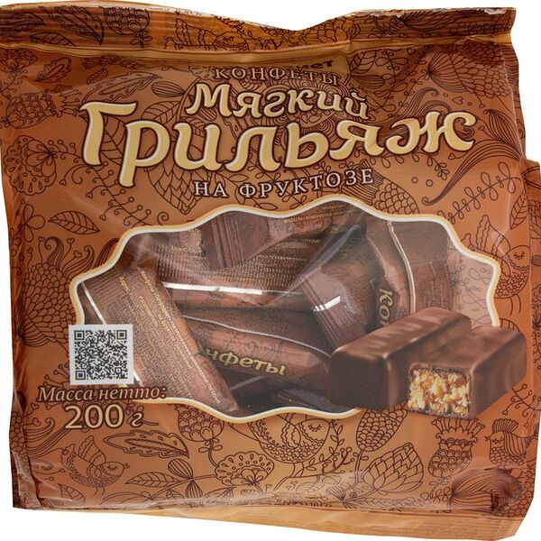 Конфеты Петродиет грильяж на фруктозе 200г