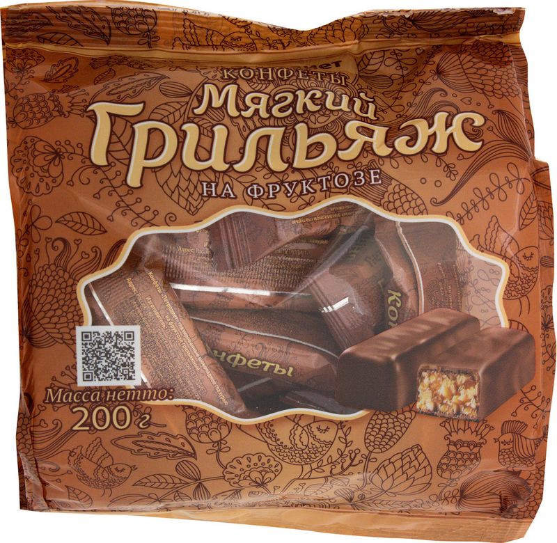

Конфеты Петродиет грильяж на фруктозе 200 г