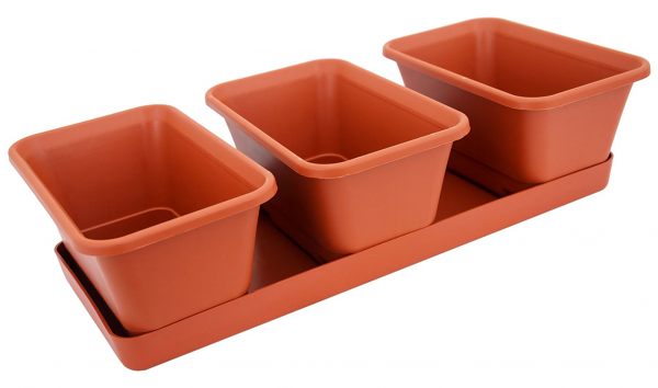 Мини-сад 3 горшка с поддоном, 33 см