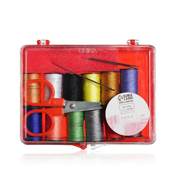 Набор для шитья Сима-Лэнд 15 предметов в пластиковой коробке