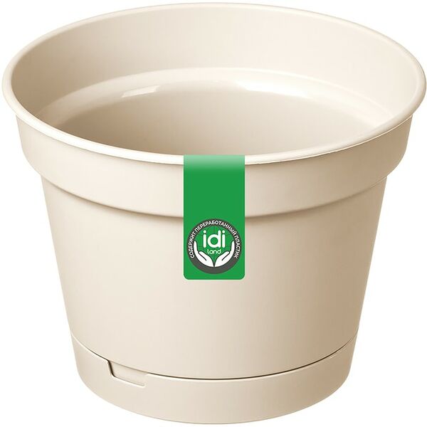 Горшок для цветов IdiLand Mint с поддоном светло-бежевый d-185мм 2.3л
