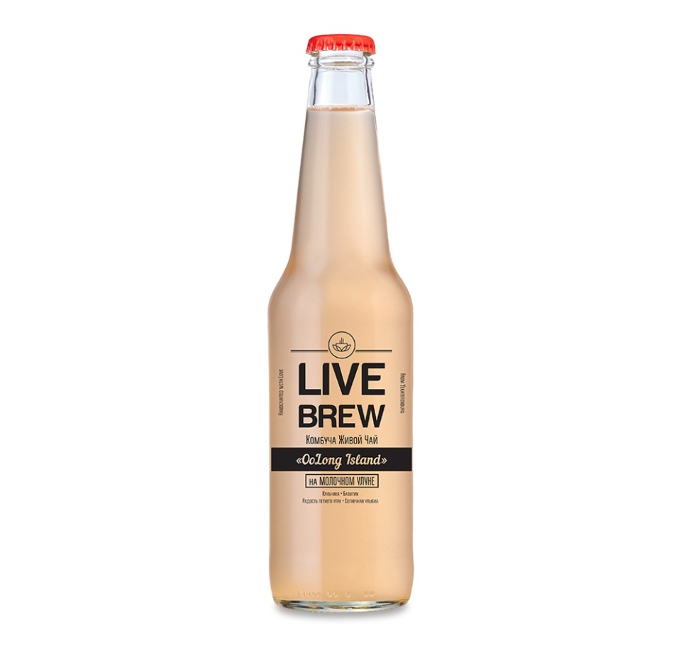 

Напиток комбуча LIVE BREW OoLong Island Клубника, Базилик, Молочный Улун 0.35л стеклянная бутылка Россия