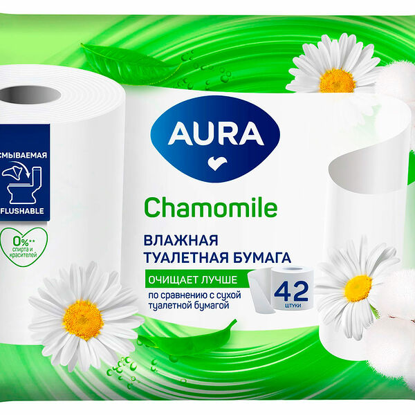 Влажная туалетная бумага Aura Chamomile 42 шт.
