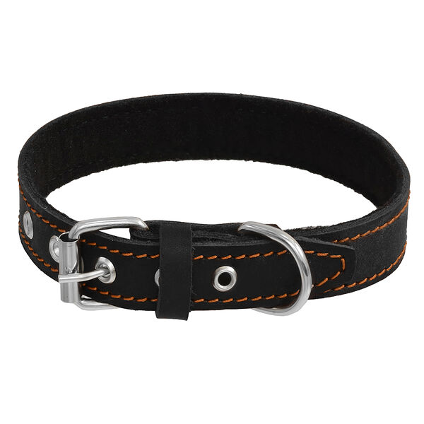 Dono Della ошейник кожаный на фетре M, Обсидиан