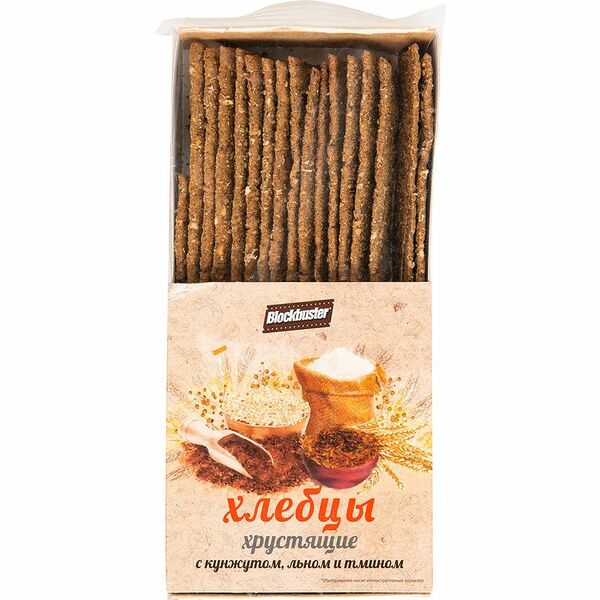 Хлебцы хрустящие Blockbuster с кунжутом, льном и тмином, 130г