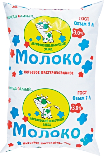 

Молоко пастеризованное Деревенский молочный завод 3% ГОСТ без змж пакет 1 л