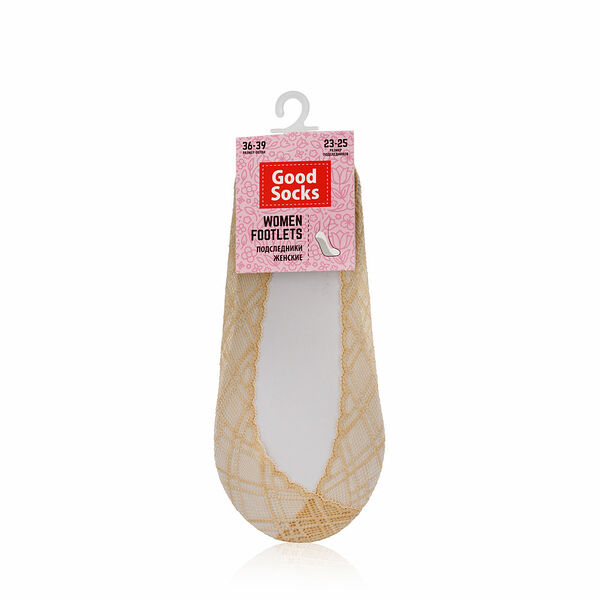 Подследники Good Socks трикотажные , с кружевом , SS19/19-4 , бежевые