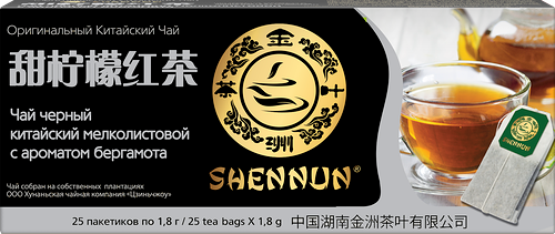 Чай черный Shennun с ароматом бергамота, 25 пакетиков