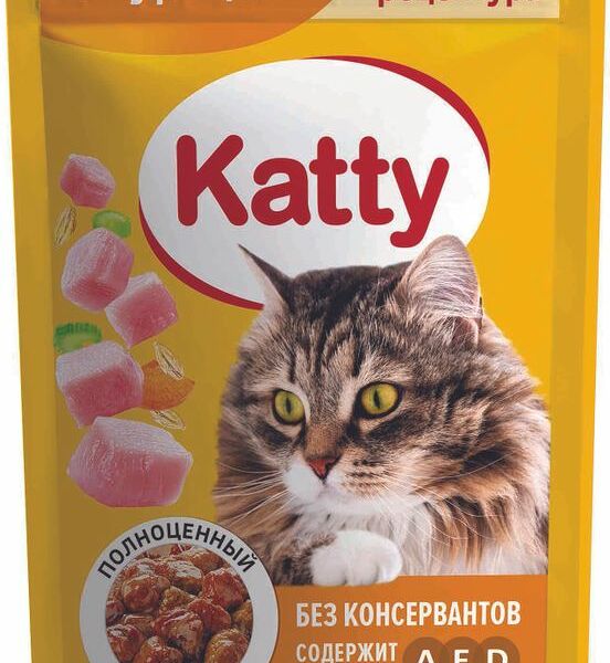 Корм Katty с курицей влажный для кошек, 85г