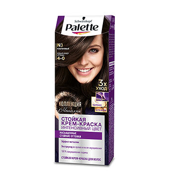 Стойкая крем-краска для волос N3 (4-0) Каштановый, защита от вымывания цвета ТМ Palette (Палетт)