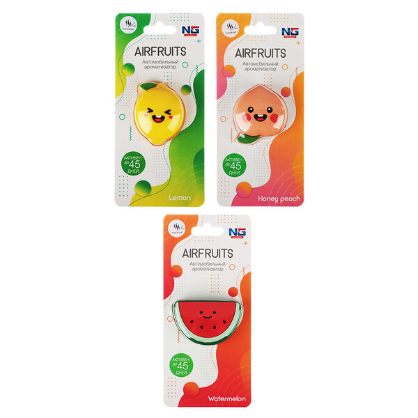 New galaxy ароматизатор на дефлектор airfruits, лимон, персик, арбуз, в ассортименте