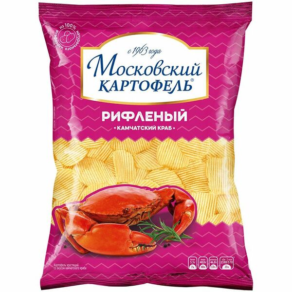 Чипсы картофельные рифленые Московский Картофель со вкусом камчатского краба