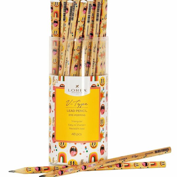 Карандаш чернографитный LOREХ EYE-POPPING v-type НВ заточенный трехгранный
