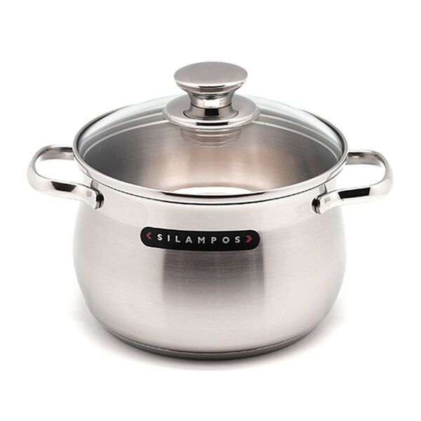 Кастрюля Silampos глубокая нерж.сталь со стеклянной крышкой 