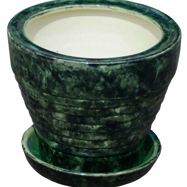 Горшок  с поддоном зеленый Ø14 см ТМ Auchan (Ашан)